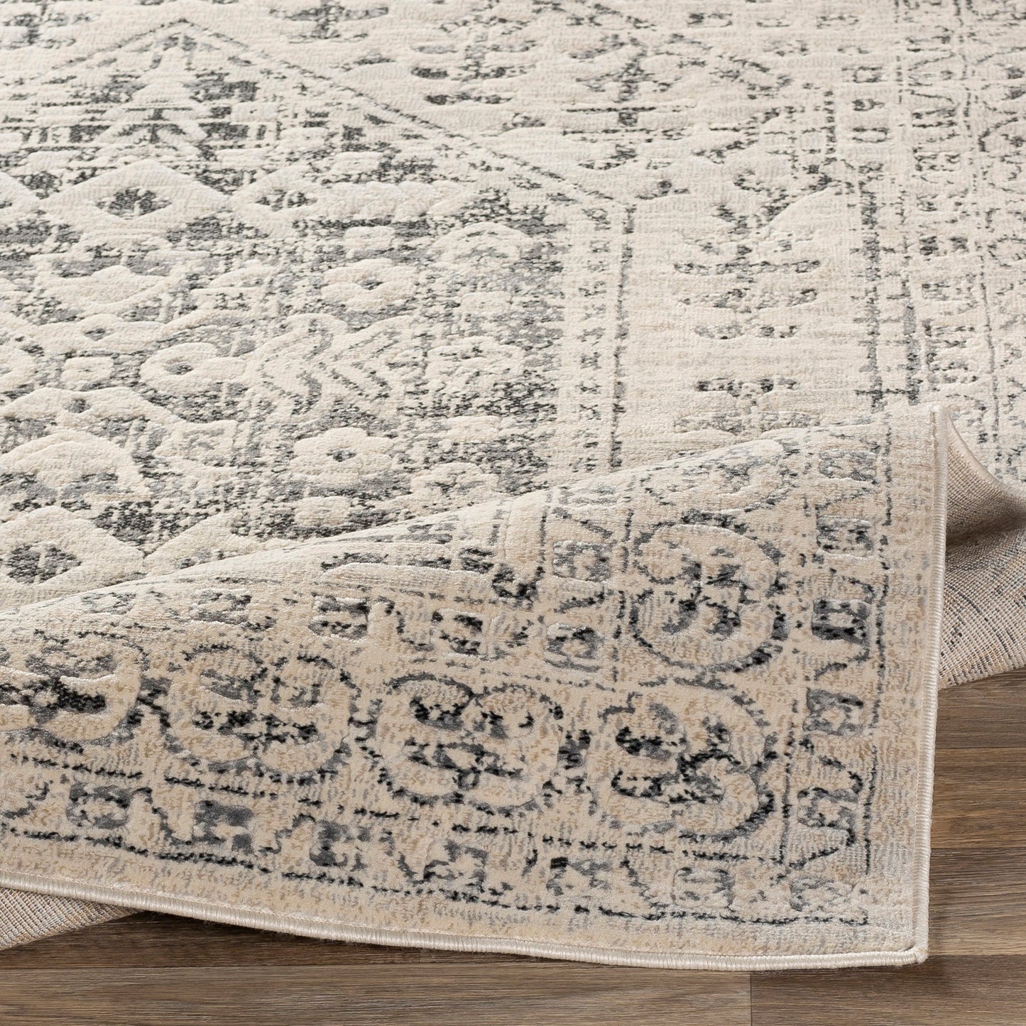 WARNS Vintage Teppich I Läufer, Flur, Wohnzimmer, Esszimmer I Orientalischer Traditioneller Boho Kurzflor Teppich I Beige, Grau