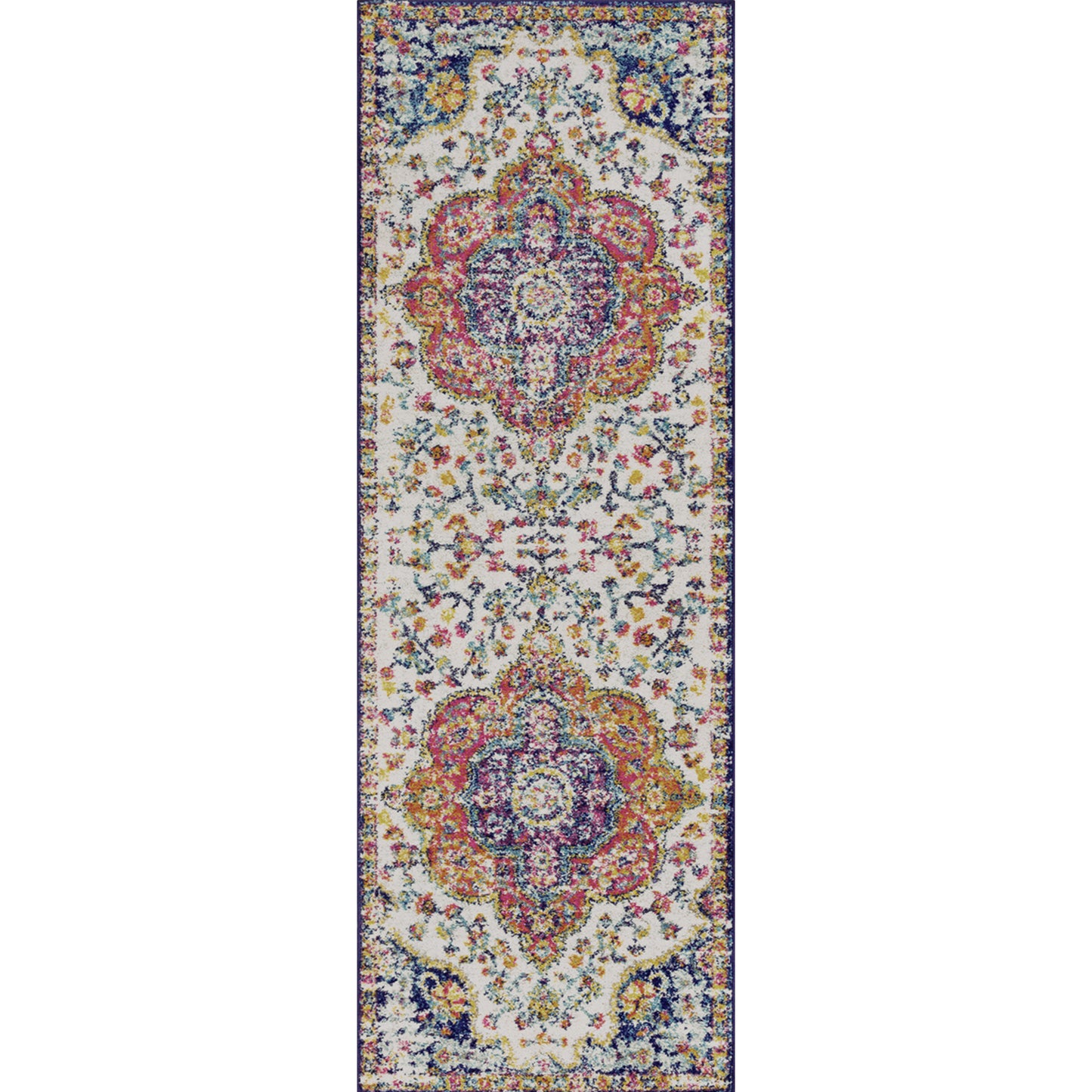 LOLA Vintage Teppich I Wohnzimmer, Esszimmer I Orientalischer Traditioneller Boho Kurzflor Teppich, Plegeleicht I Mehrfarbig, Rosa