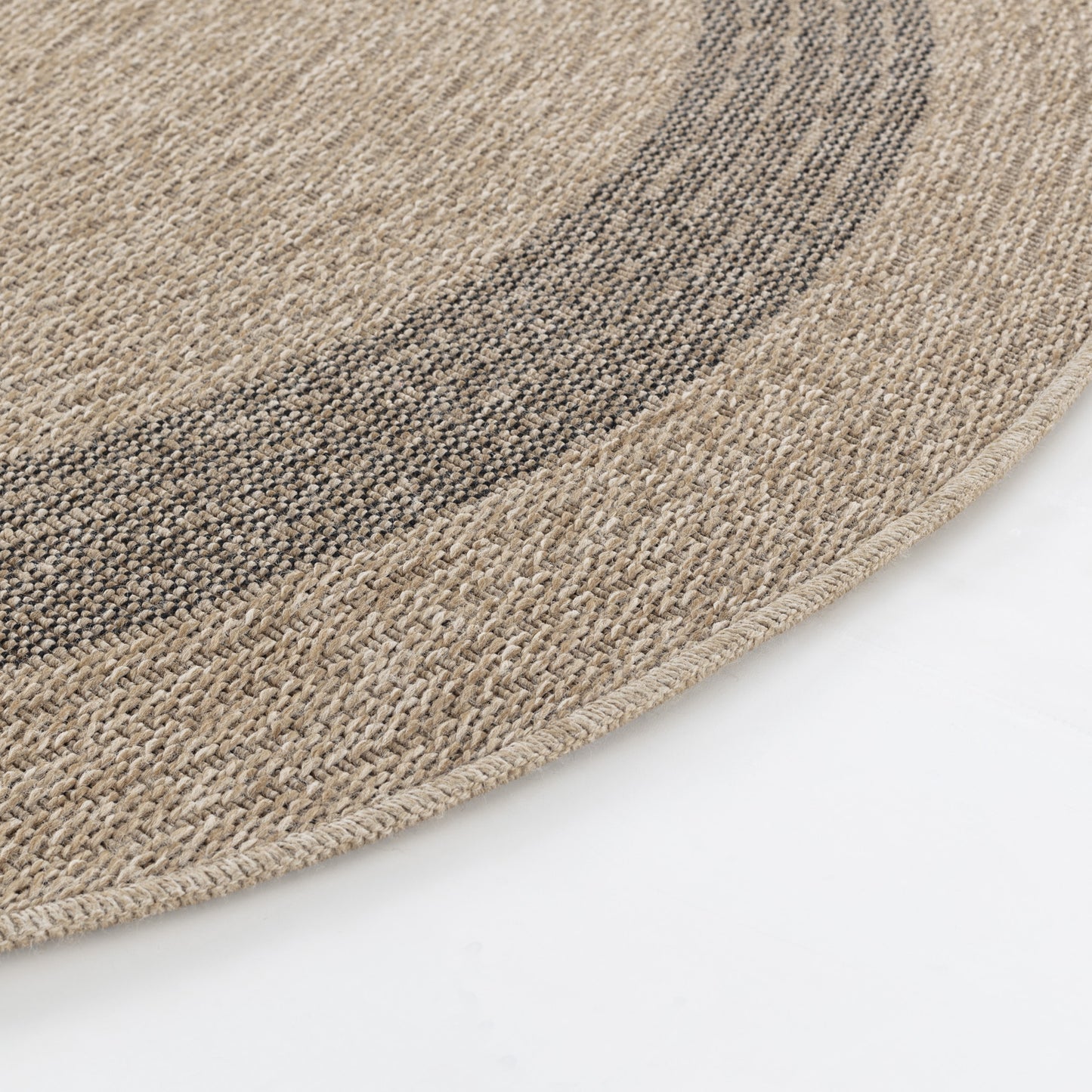 MARCHELLE Outdoor Jute-Look Teppich I In & Outdoor Boho Wetterfest Teppich für den Balkon, Terrasse, Garten, Rund I Beige, Schwarz