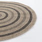 EMIKO Outdoor Jute-Look Teppich I In & Outdoor Boho Wetterfest Teppich für den Balkon, Terrasse, Garten, Küche, Rund I Beige, Schwarz