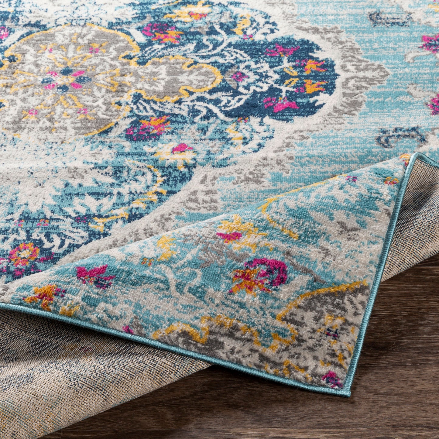 BRONGERGA Vintage Teppich I Läufer, Flur, Wohnzimmer I Orientalischer Traditioneller Boho Kurzflor Teppich I Mehrfarbig, Blau