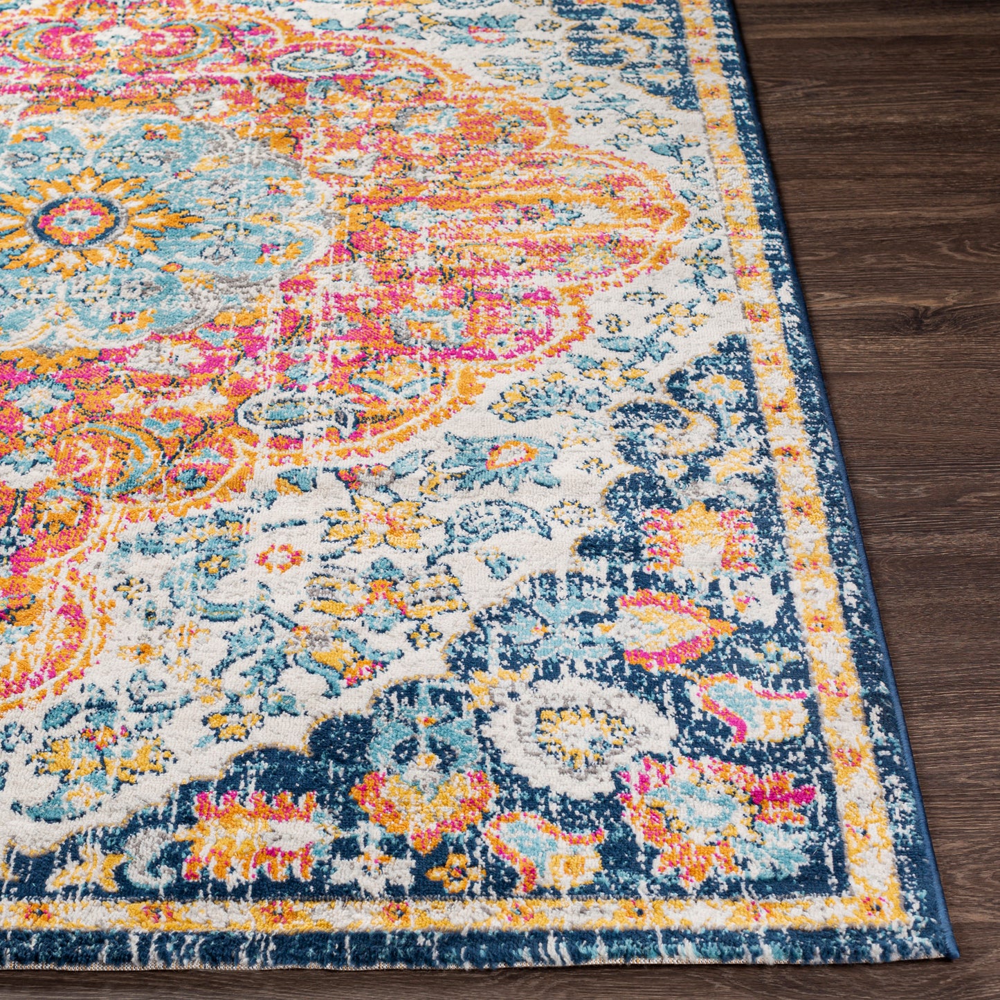 HORZIK Vintage Teppich I Läufer, Flur, Wohnzimmer I Orientalischer Traditioneller Boho Kurzflor Teppich I Mehrfarbig, Orange