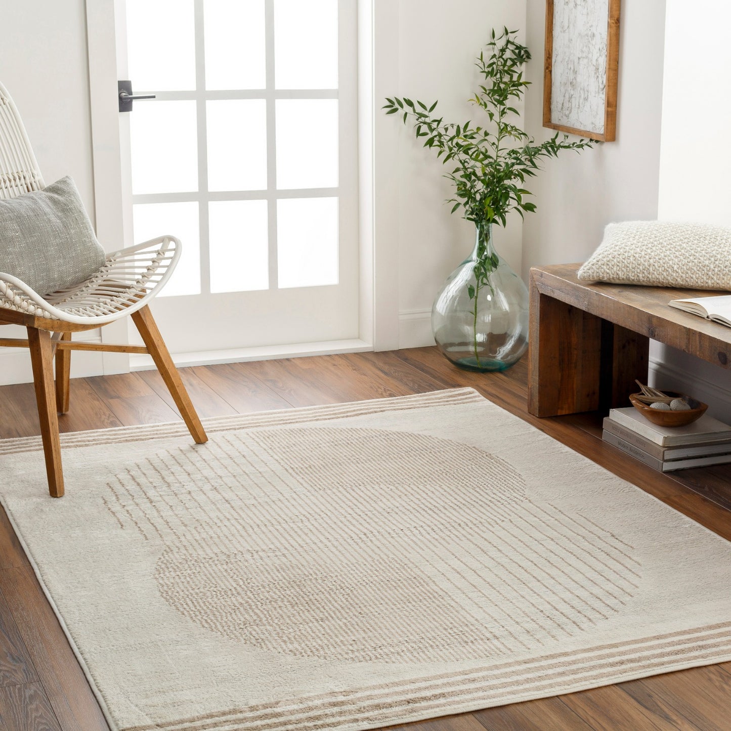 LAKIN Skandinavischer Teppich I Wohnzimmer, Esszimmer, Schlafzimmer I Moderner Weicher Kurzflor Boho Teppich, Plegeleicht I Beige, Braun