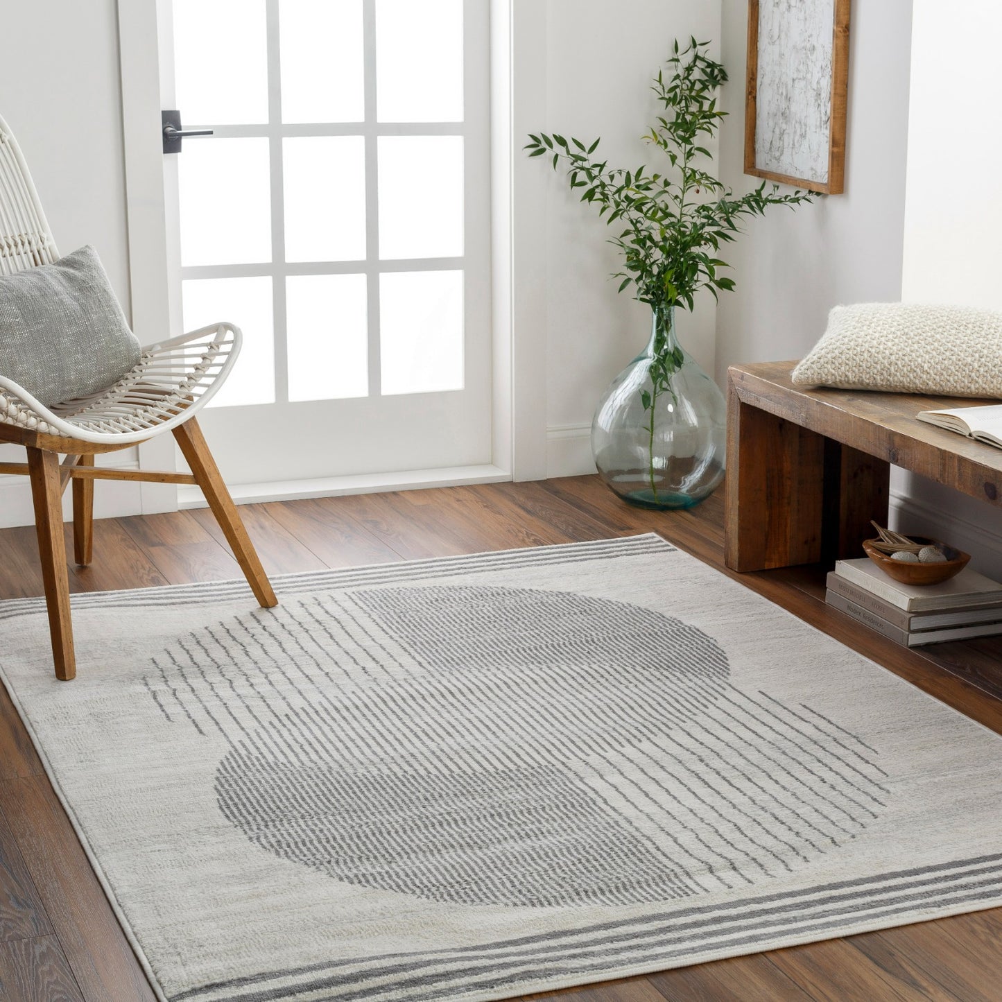 LAKIN Skandinavischer Teppich I Wohnzimmer, Esszimmer, Schlafzimmer I Moderner Weicher Kurzflor Boho Teppich, Plegeleicht I Beige, Grau