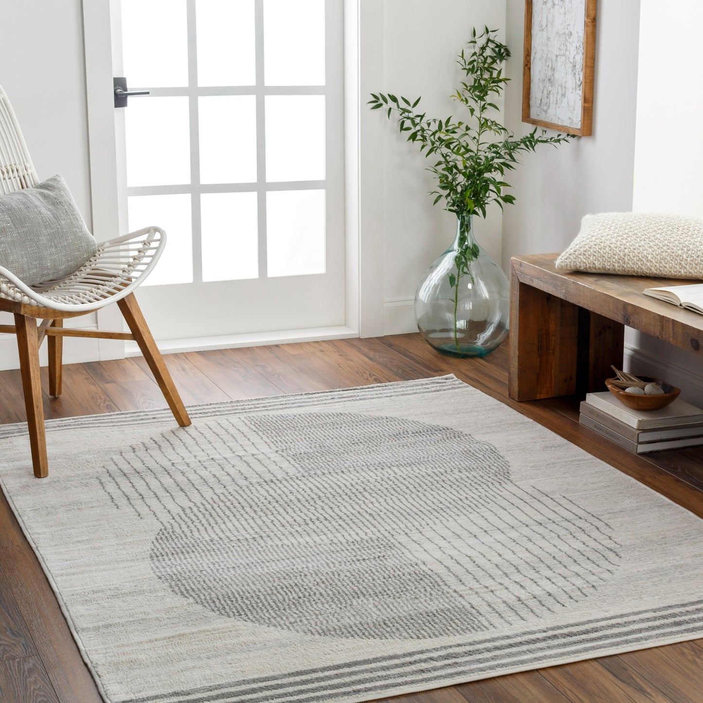 LAKIN Skandinavischer Teppich I Wohnzimmer, Esszimmer, Schlafzimmer I Moderner Weicher Kurzflor Boho Teppich, Plegeleicht I Beige, Grau