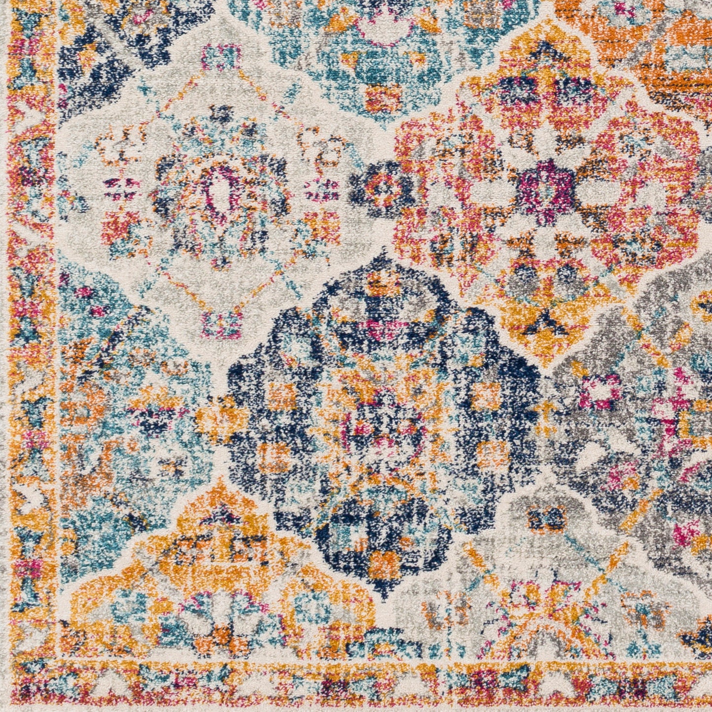 EMILLY Vintage Teppich I Läufer, Flur, Wohnzimmer, Esszimmer I Orientalischer Traditioneller Boho Kurzflor Teppich I Mehrfarbig, Orange