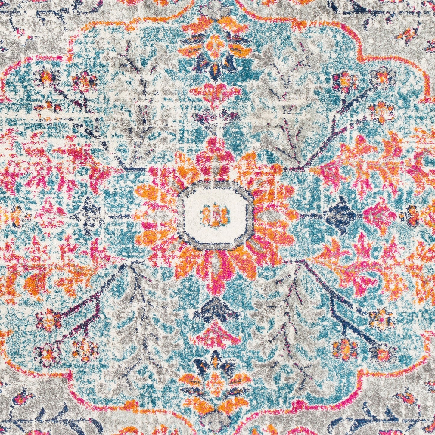 OLIVIA Vintage Teppich I Läufer, Flur, Wohnzimmer, Esszimmer I Orientalischer Traditioneller Boho Kurzflor Teppich I Mehrfarbig, Grau