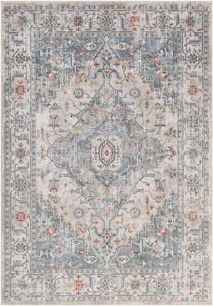 TRICHT Vintage Teppich I Wohnzimmer, Esszimmer I Orientalischer Traditioneller Boho Kurzflor Teppich, Plegeleicht I Mehrfarbig, Grau