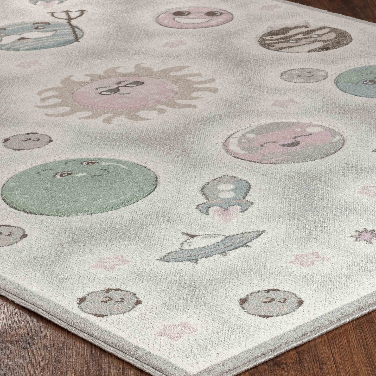 PEGGY Kinderteppich I Cartoon Teppich, Kinderzimmer, Krabbelteppich, Spielteppich, Weicher Babyzimmer Teppich I Beige, Grau