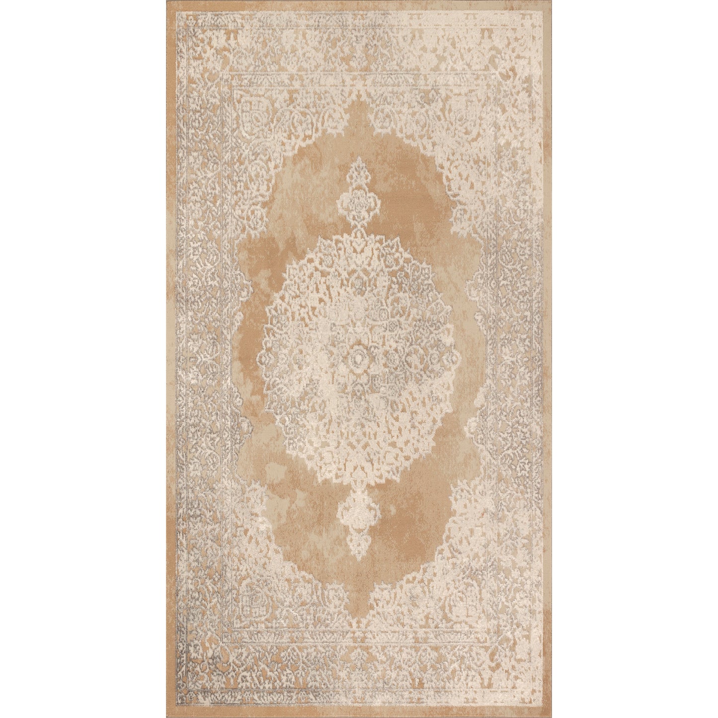 LORELLE Vintage Teppich I Wohnzimmer, Esszimmer I Orientalischer Traditioneller Boho Kurzflor Teppich, Plegeleicht I Beige, Weiß