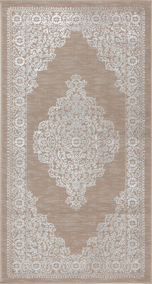 CHARMANE Vintage Teppich I Wohnzimmer, Esszimmer I Orientalischer Traditioneller Boho Kurzflor Teppich, Plegeleicht I Beige, Weiß