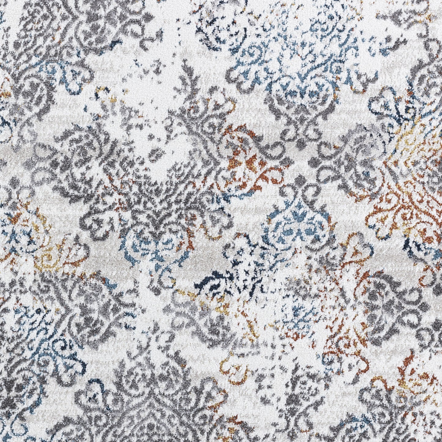 SHANTELL Vintage Teppich I Wohnzimmer, Esszimmer I Orientalischer Traditioneller Boho Kurzflor Teppich, Plegeleicht I Blau, Orange