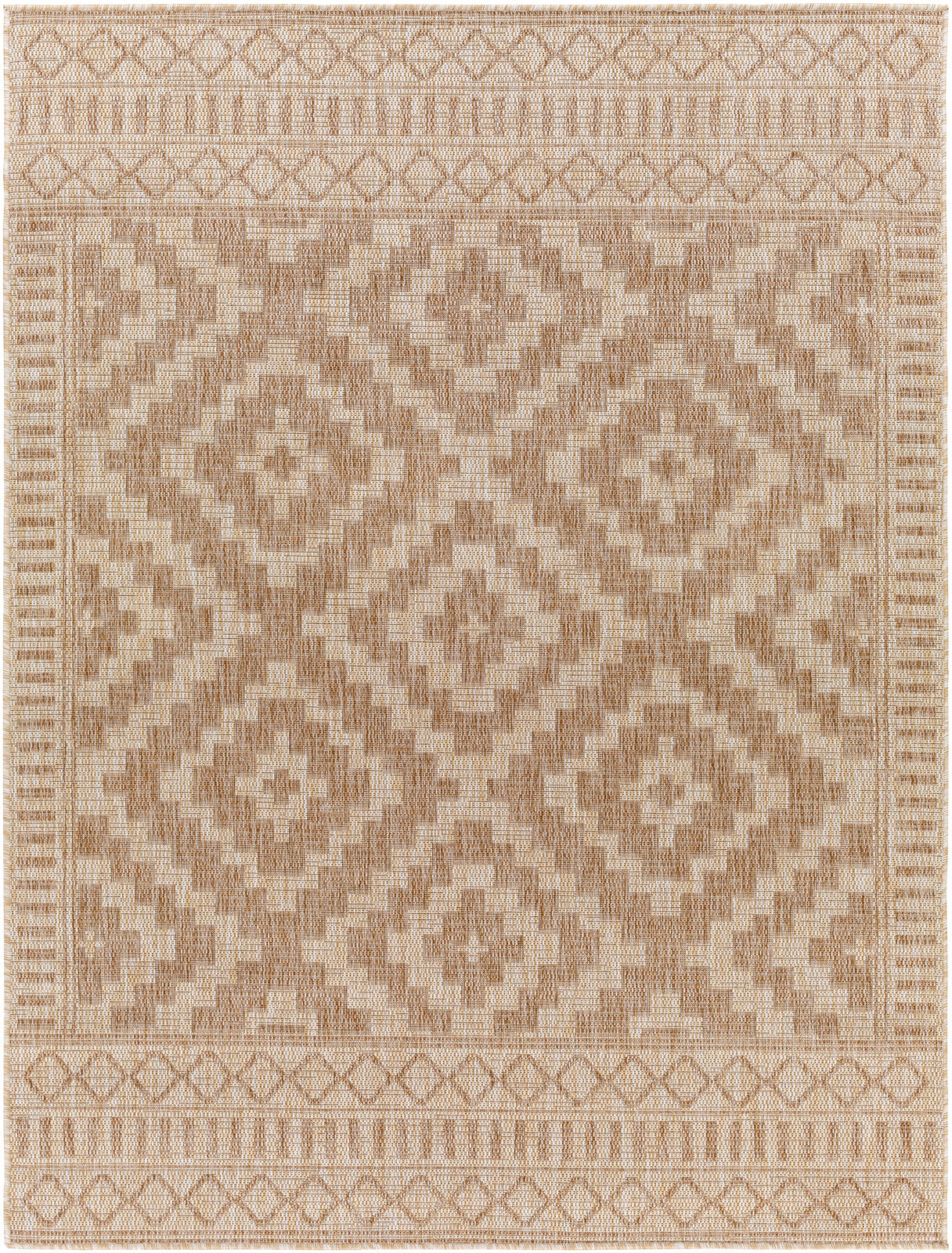 KIRKMAN Outdoor Jute-Look Teppich I In & Outdoor Boho Wetterfest Teppich für den Balkon, Terrasse, Garten I Elfenbein, Beige