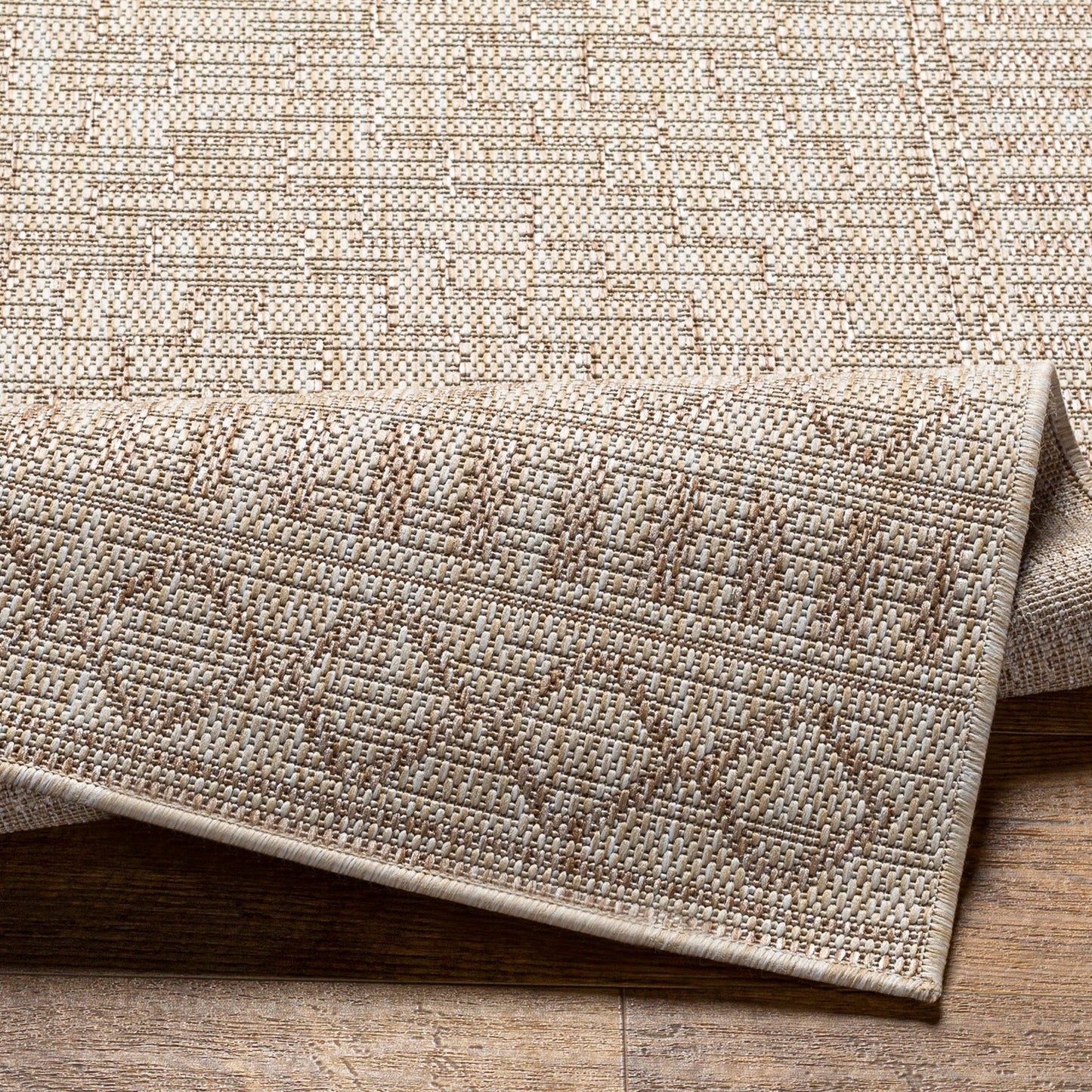 KIRKMAN Outdoor Jute-Look Teppich I In & Outdoor Boho Wetterfest Teppich für den Balkon, Terrasse, Garten I Elfenbein, Beige