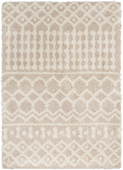 CARTER Shaggy Teppich I Läufer, Flur, Wohnzimmer, Schlafzimmer I Hochfloriger Boho Teppich, Weicher Langflor Teppich I Elfenbein, Beige