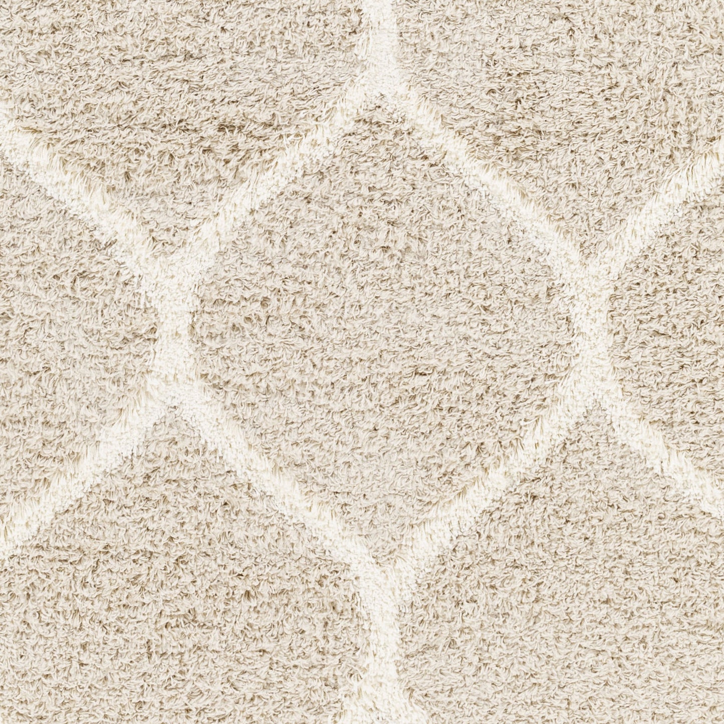 BLOCKTON Shaggy Teppich I Wohnzimmer, Schlafzimmer I Hochfloriger Orientalischer Teppich, Weicher Langflor Teppich I Weiß, Beige